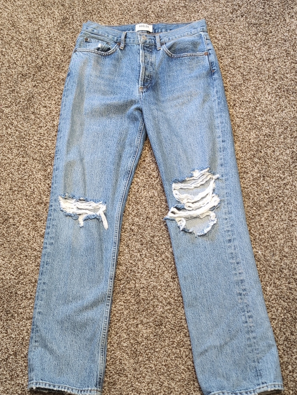 Agolde Lana Relaxed Straight Leg Distressed Jeans Size 26
